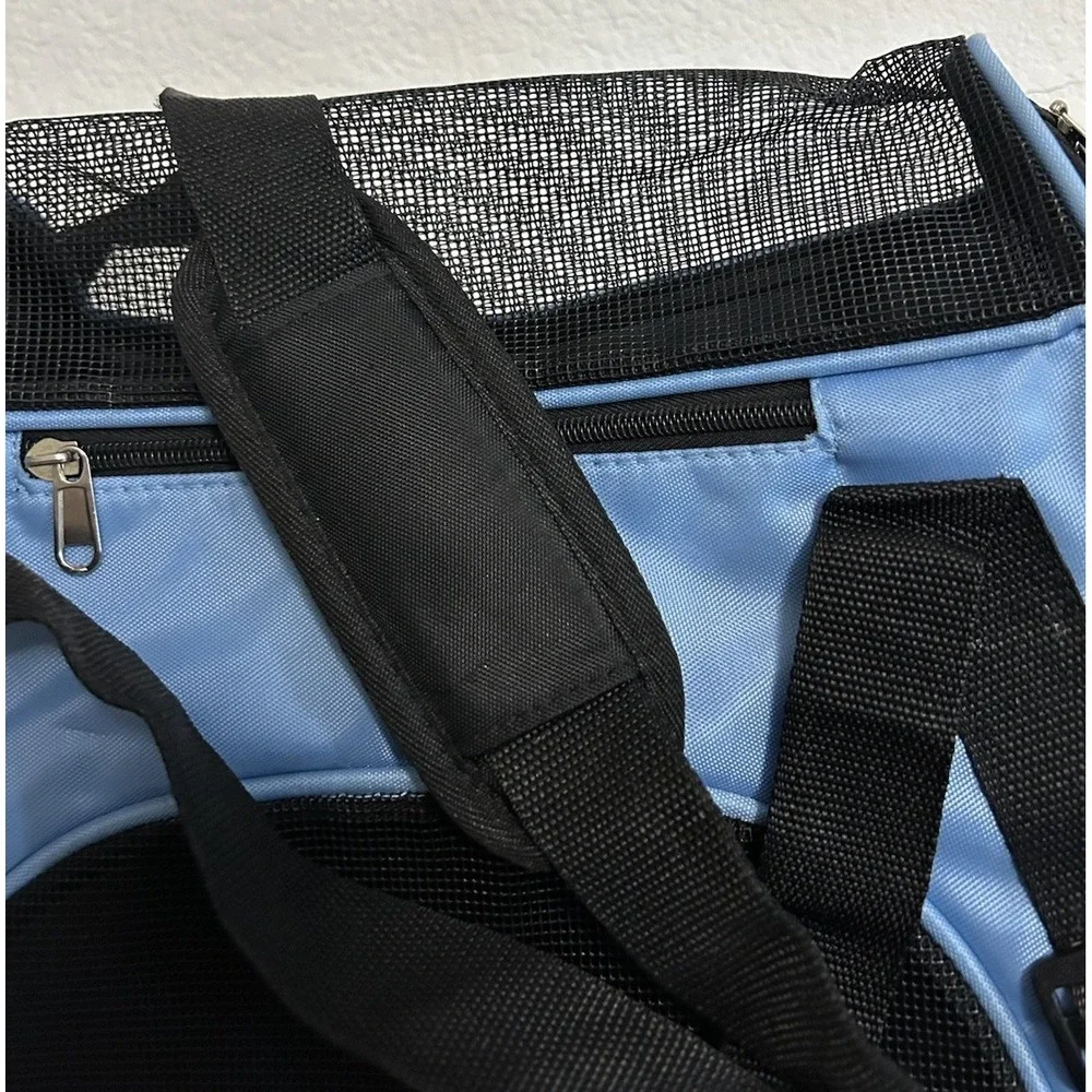 Pet Carrier Smal Dog/Cat Purse Tote Handbag Carry Bag ~ FURBABY BLUE ~ Used PB3